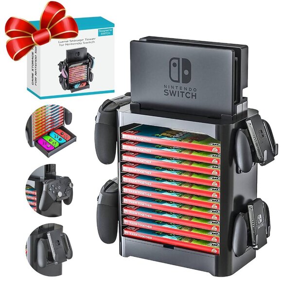 Game Storage Tower for Nintendo Switch - Game Disk Rack, Controller Organizer - Picture 1 of 9